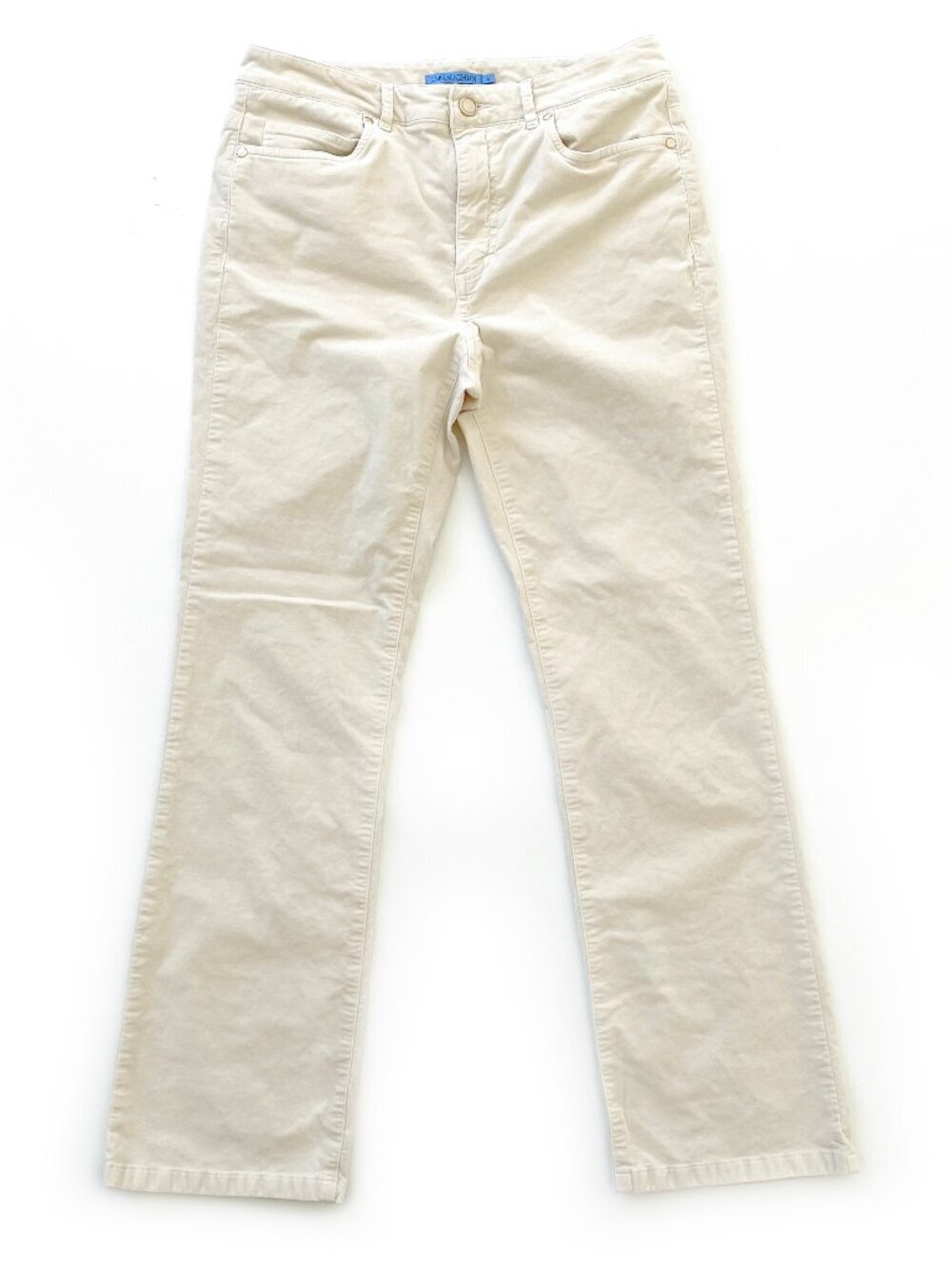 J.McLaughlin Milburn Ankle Kick Flare Velvet Pants Sz 6 Ivory Stretch